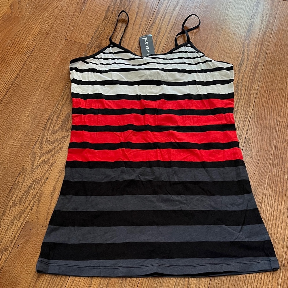 Wet Seal Striped Camisole - Red, Black, Gray, White